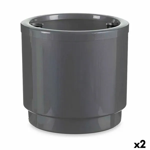 Self-watering flowerpot Ibergarden Silver polypropylene 38 x 37,5 x 38 cm 38 x 37 x 38 cm (2 Units)