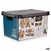 Storage Box Kipit Vintage Plastic Printed Vintage 22 L With handles (12 Units)