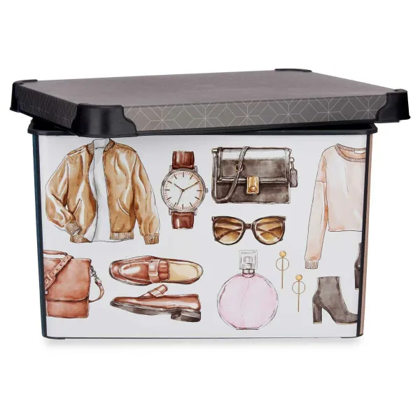 Sandėliavimo dėžutė Kipit Vintage Plastmasinis Raštuotas Vintage 22 L Su rankenomis (12 vnt.)