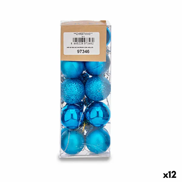 Kalėdinių kamuoliukų rinkinys Krist+ Mėlyna Plastmasinis Ø 3 cm (12 vnt.)