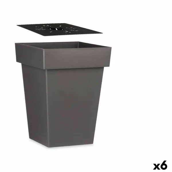 Self-watering flowerpot Ibergarden Grey Plastic 37 x 51 x 37 cm (6 Units)