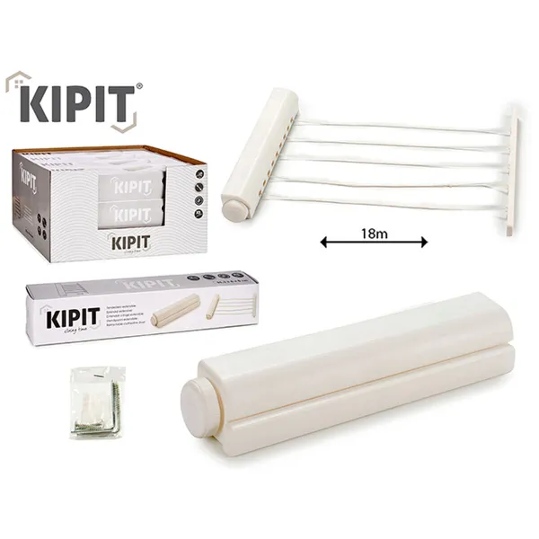 Pyykkinaru Kipit Valkoinen Nylon polypropeeni 34,5 x 6 x 6 cm Jatkettavissa (12 osaa)