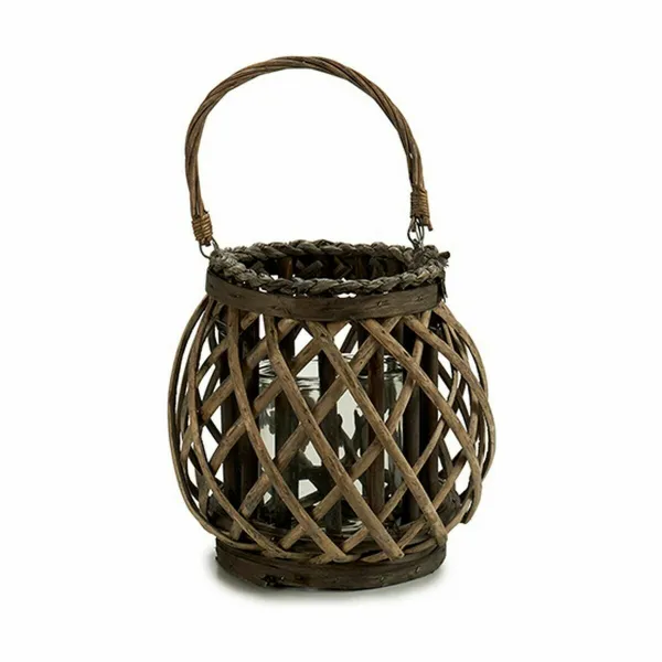 Подсвечник Gift Decor Коричневый Серый плетеный Cтекло 29,5 x 24 x 22 cm (6 штук)
