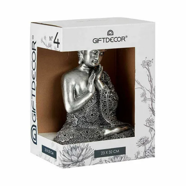 Dekoratyvinė figūrėlė Gift Decor Sidabras Buda Sėdėti 22 x 33 x 18 cm (4 vnt.)