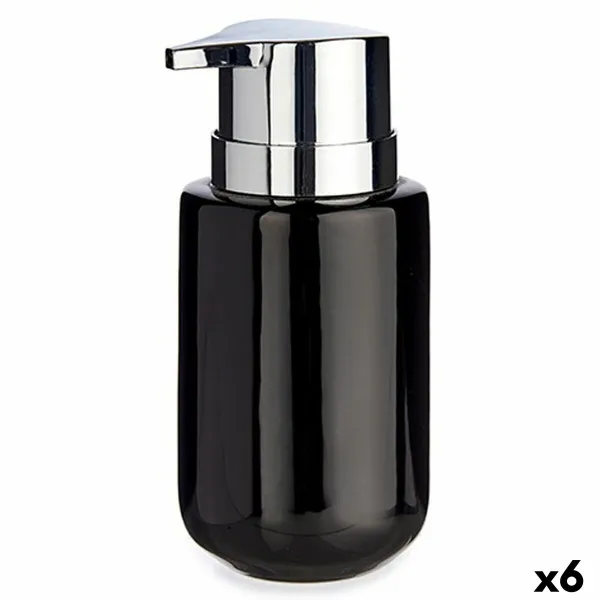 Дозатор мыла Berilo Чёрный Серебристый Металл Керамика 350 ml 7 x 14,5 x 8,5 cm (6 штук)