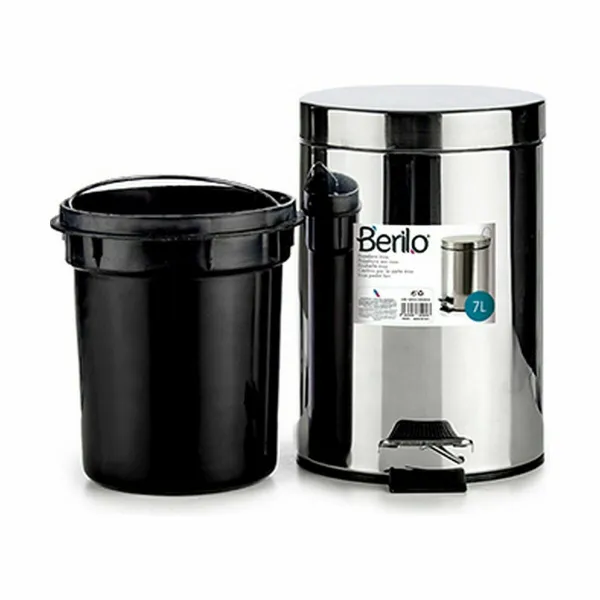 Мусорное ведро с педалью Berilo Серебристый Нержавеющая сталь Пластик 7 L (4 штук)
