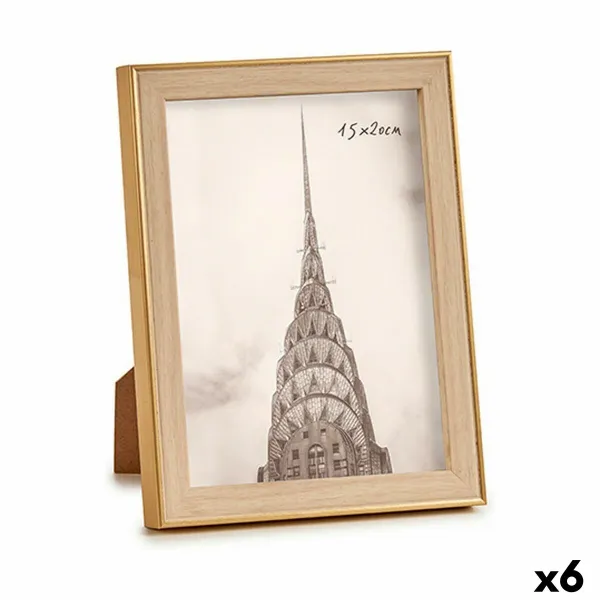 Photo frame Gift Decor Brown Golden Natural Glass polypropylene (6 Units)