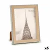 Photo frame Gift Decor Brown Silver Natural Glass polypropylene (6 Units)