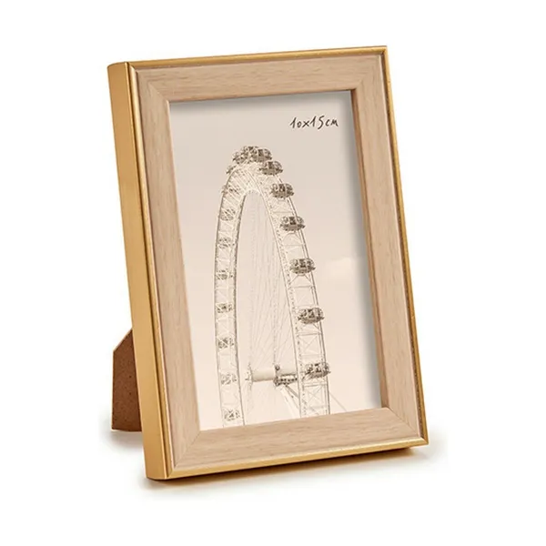 Photo frame Gift Decor Brown Golden Natural Glass polypropylene (6 Units)