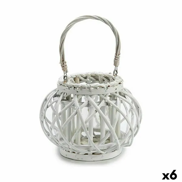 Kynttilänjalka Gift Decor Valkoinen korihuonekalut Lasi 30 x 19 x 25,5 cm (6 osaa)