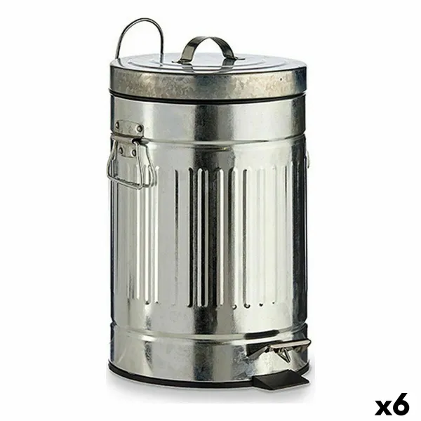 Мусорное ведро с педалью Серебристый Сталь 7 L (6 штук)