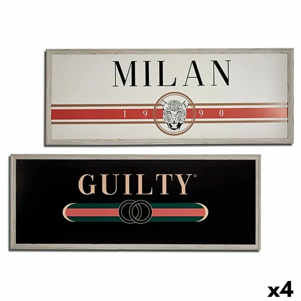 Painting Gift Decor GUILTY MILAN White Black Beige Cream Particleboard 2 x 46 x 121 cm (4 Units)