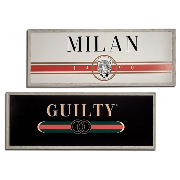 Maalaus Gift Decor GUILTY MILAN Valkoinen Musta Beige Kerma lastulevy 2 x 46 x 121 cm (4 osaa)