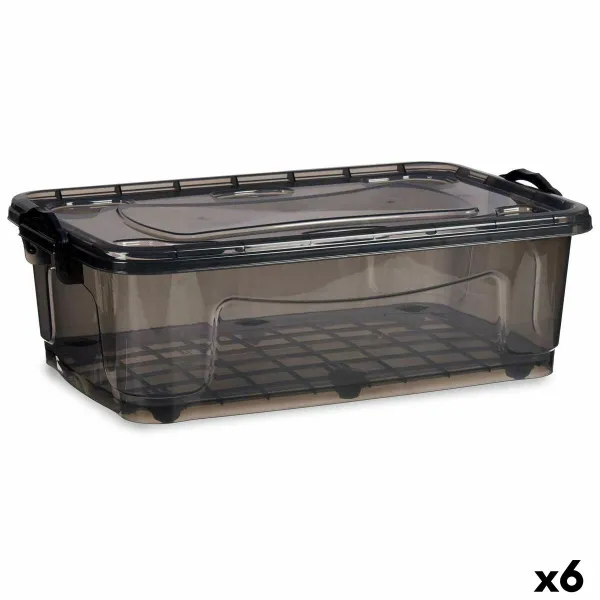 Storage Box with Wheels Kipit Anthracite Plastic 30 L 40 x 20,5 x 63 cm (6 Units)