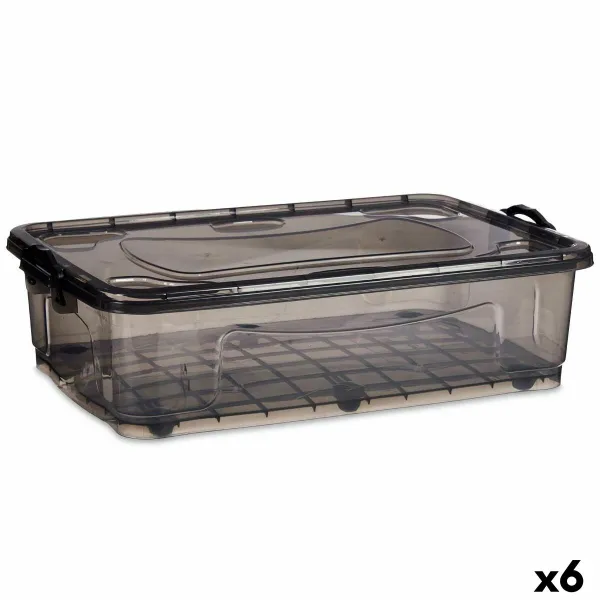 Storage Box with Wheels Kipit Anthracite Plastic 40 L 46,5 x 20 x 72,5 cm (6 Units)
