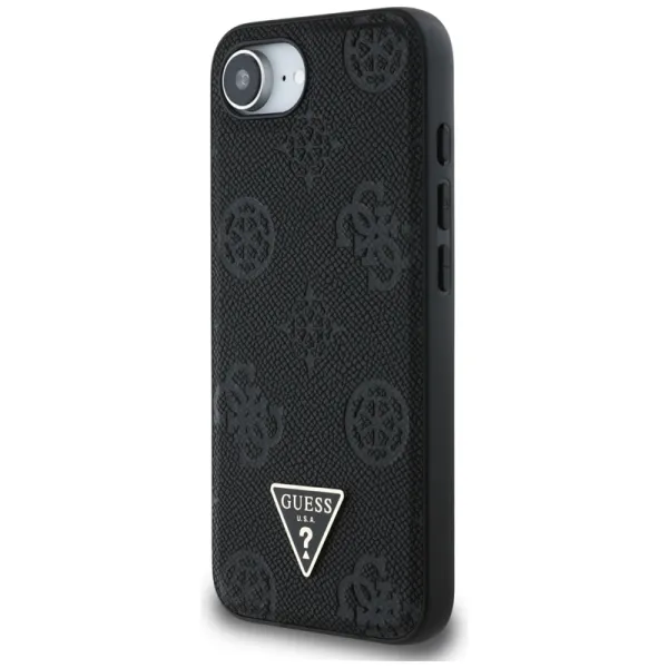 Guess Grained Hot Stamp Peony Triangle Logo MagSafe - Case for iPhone 16e (black)
