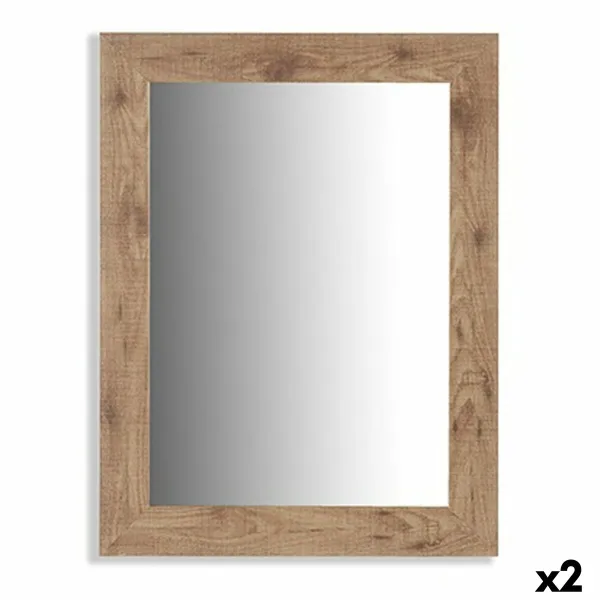 Wall mirror Gift Decor Brown 66 x 85 x 2 cm 64,5 x 84,5 x 1,5 cm Rectangular (2 Units)