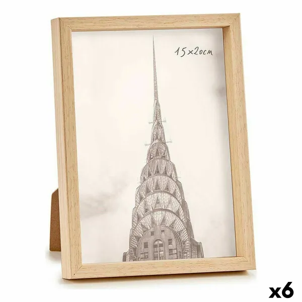 Photo frame Gift Decor Brown Natural Plastic (6 Units)