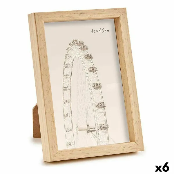 Photo frame Gift Decor Brown Natural Plastic (6 Units)