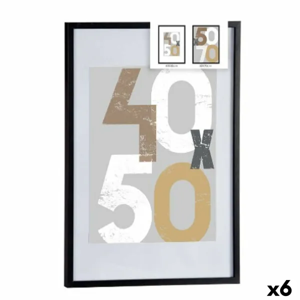 Wall photo frame Gift Decor Black polystyrene Plastic MDF Wood 50 x 70 cm (6 Units)