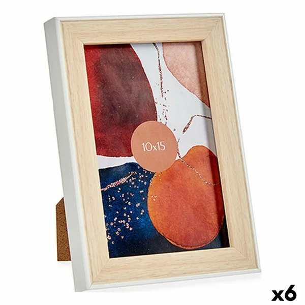 Photo frame Gift Decor White Brown Natural Glass polypropylene (6 Units)