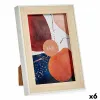 Photo frame Gift Decor White Brown Natural Glass polypropylene (6 Units)