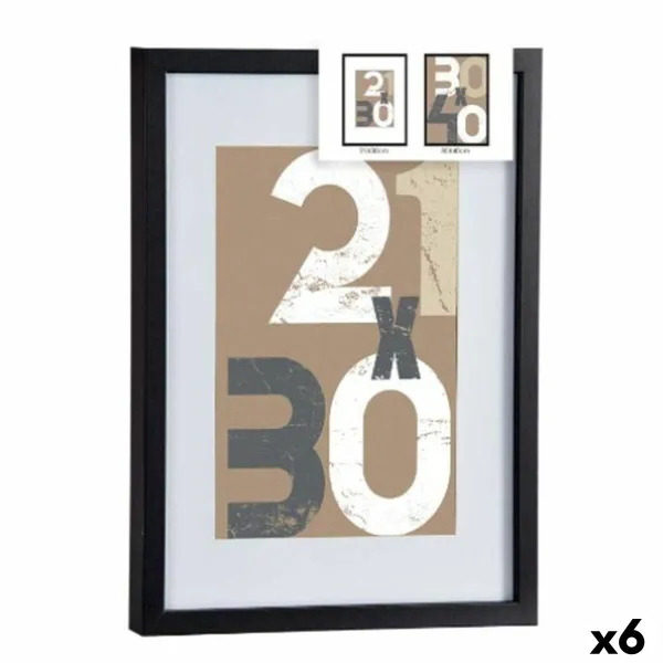 Foto rāmīši stiprināšanai pie sienas Gift Decor Melns Stikls Koks MDF 30 x 40 cm (6 gb.)