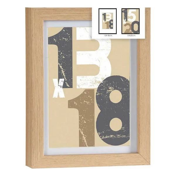 Photo frame Gift Decor Natural Glass MDF Wood (6 Units)