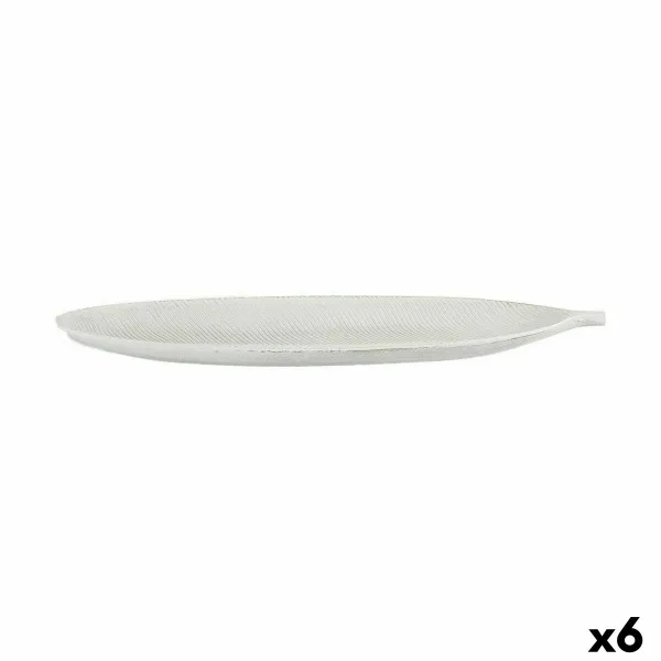 Centerpiece Gift Decor White MDF Wood 49 x 2,7 x 17,3 cm Decoration Leaf of a plant (6 Units)