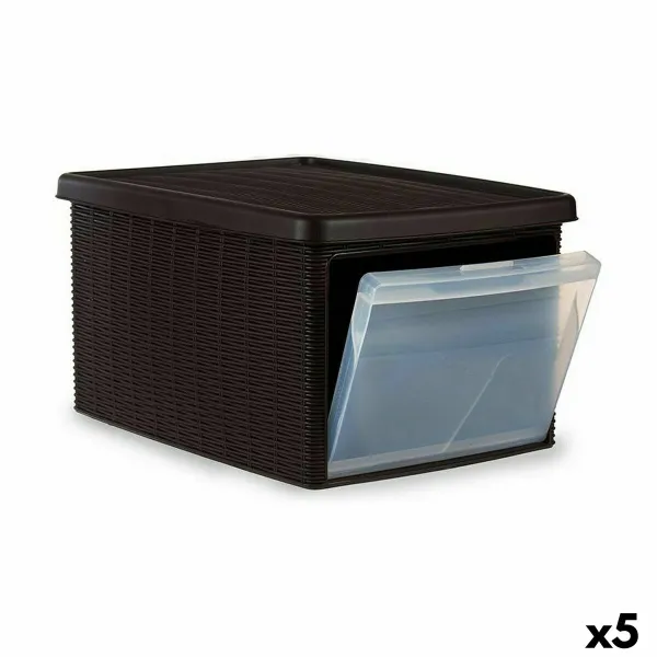 Контейнер для хранения с крышкой Stefanplast Elegance Коричневый Пластик Боковой (5 штук)