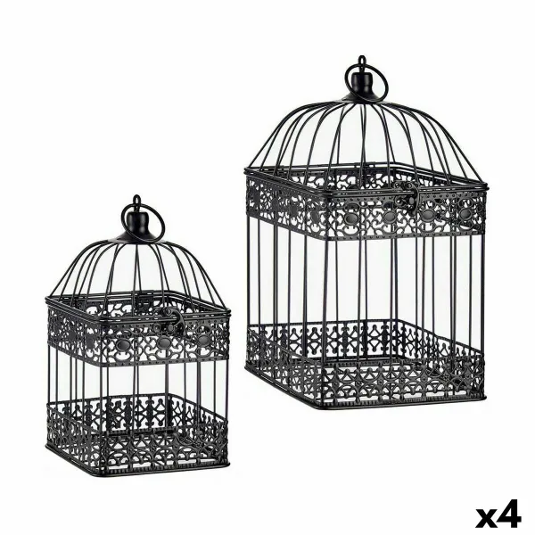 Dekoratyvinis narvas Gift Decor Juoda 18 x 35 x 18 cm 14 x 14 x 29 cm Rinkinys (4 vnt.)