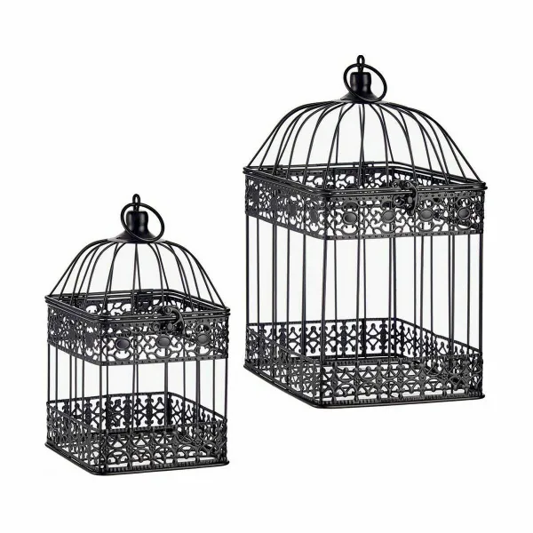Decorative cage Gift Decor Black 18 x 35 x 18 cm 14 x 14 x 29 cm Set (4 Units)