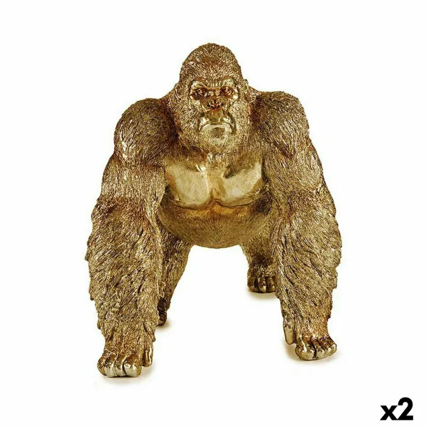 Декоративная фигура Gift Decor Позолоченный Горилла 20 x 27,5 x 34 cm (2 штук)