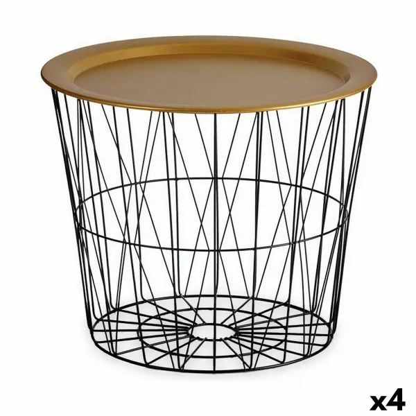 Вспомогательный стол Gift Decor Чёрный Позолоченный 52 x 40 x 52 cm (4 штук)