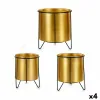 Set of Planters Gift Decor Black Golden Metal 21,5 x 22,5 x 21,5 cm (4 Units)
