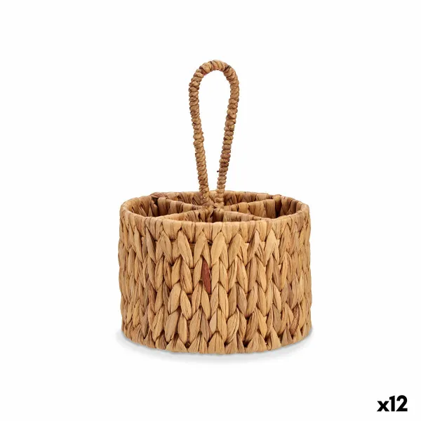 Cutlery basket Gift Decor Brown Metal Water hyacinth 20 x 30 x 20 cm (12 Units)