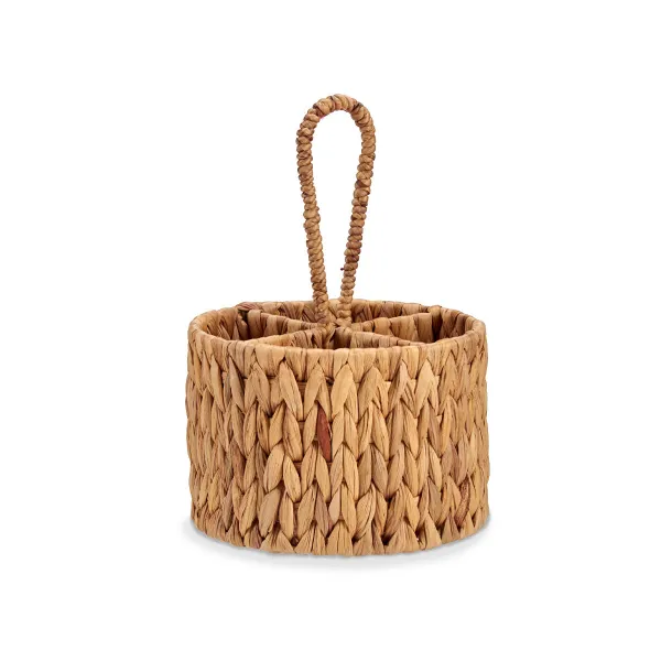 Cutlery basket Gift Decor Brown Metal Water hyacinth 20 x 30 x 20 cm (12 Units)