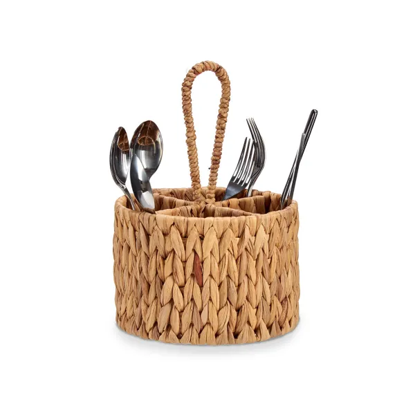 Cutlery basket Gift Decor Brown Metal Water hyacinth 20 x 30 x 20 cm (12 Units)