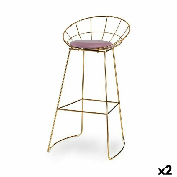 Табурет Gift Decor Розовый Позолоченный полиэстер Железо 51 x 94 x 52 cm (2 штук)