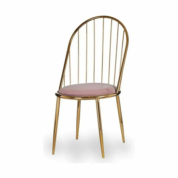 Chair Gift Decor Pink Golden Polyester Iron 48 x 95,5 x 48 cm Bars (2 Units)