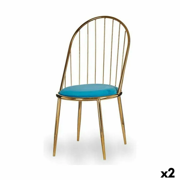 Стуль Gift Decor Синий Позолоченный полиэстер Железо 48 x 95,5 x 48 cm Планки (2 штук)