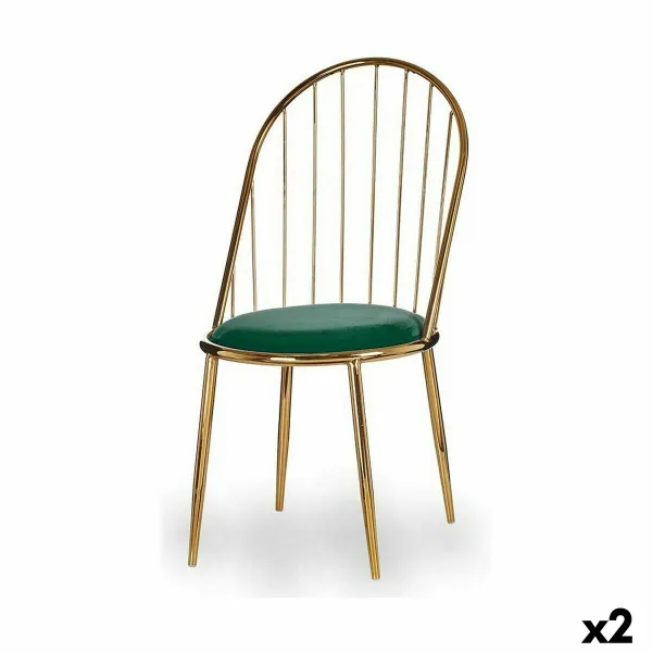 Chair Gift Decor Green Golden Polyester Iron 48 x 95,5 x 48 cm Bars (2 Units)