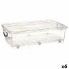 Uzglabāšanas Kaste ar Riteņiem Kipit Caurspīdīgs Plastmasa 40 L 46,5 x 20 x 72,2 cm (6 gb.)