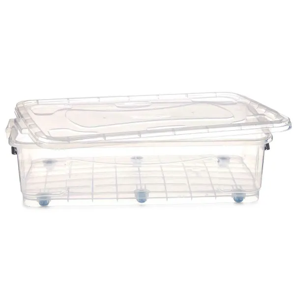 Uzglabāšanas Kaste ar Riteņiem Kipit Caurspīdīgs Plastmasa 40 L 46,5 x 20 x 72,2 cm (6 gb.)