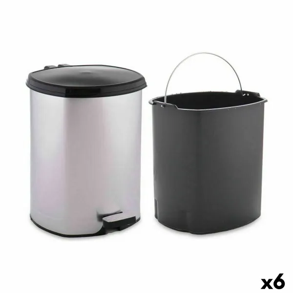Мусорное ведро с педалью Berilo Серебристый Пластик 6 L (6 штук)