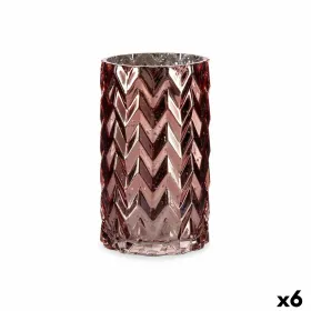 Vāze Gift Decor Rozā Stikls Smaile Gravējums 11,3 x 19,5 x 11,3 cm (6 gb.)