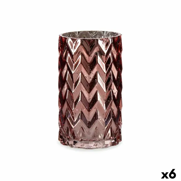 Maljakko Gift Decor Pinkki Kristalli Vehnäntähkä Kaiverrus 11,3 x 19,5 x 11,3 cm (6 osaa)