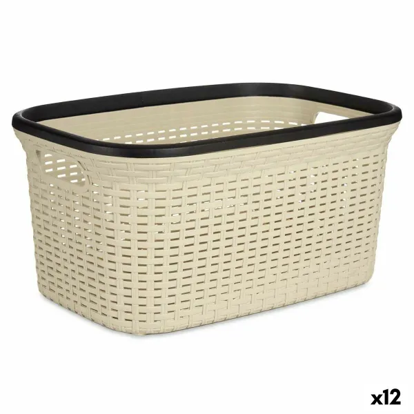 Pyykkikori Kipit Musta Kerma Muovinen 36 L 36 x 25,5 x 52,5 cm (12 osaa)