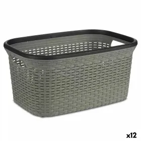 Корзина для белья Kipit Чёрный Серый Пластик 36 L 36 x 25,5 x 53 cm (12 штук)