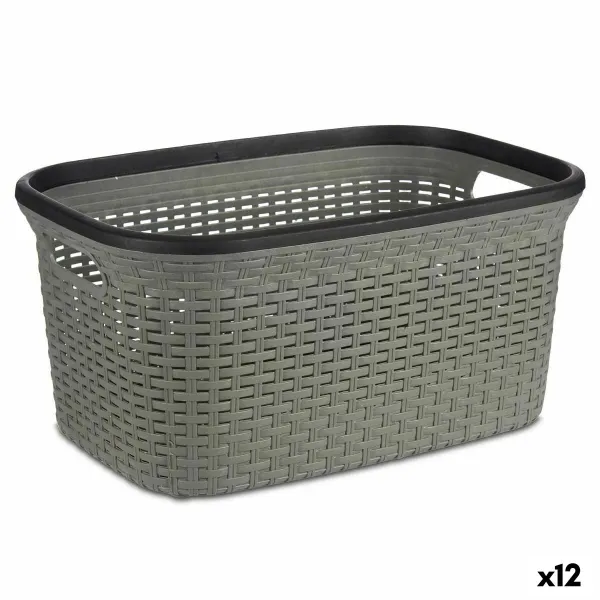 Skalbinių krepšys Kipit Juoda Pilka Plastmasinis 36 L 36 x 25,5 x 53 cm (12 vnt.)